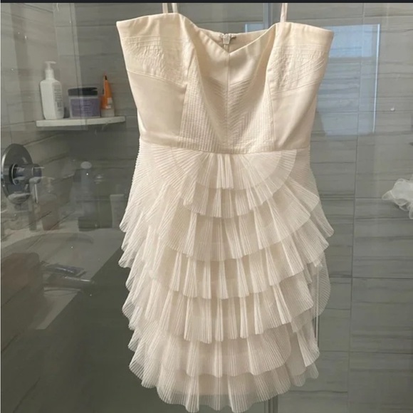 BCBG max Azria white tulle layered ruffle short mini dress ballerina bride tutu - Picture 2 of 4